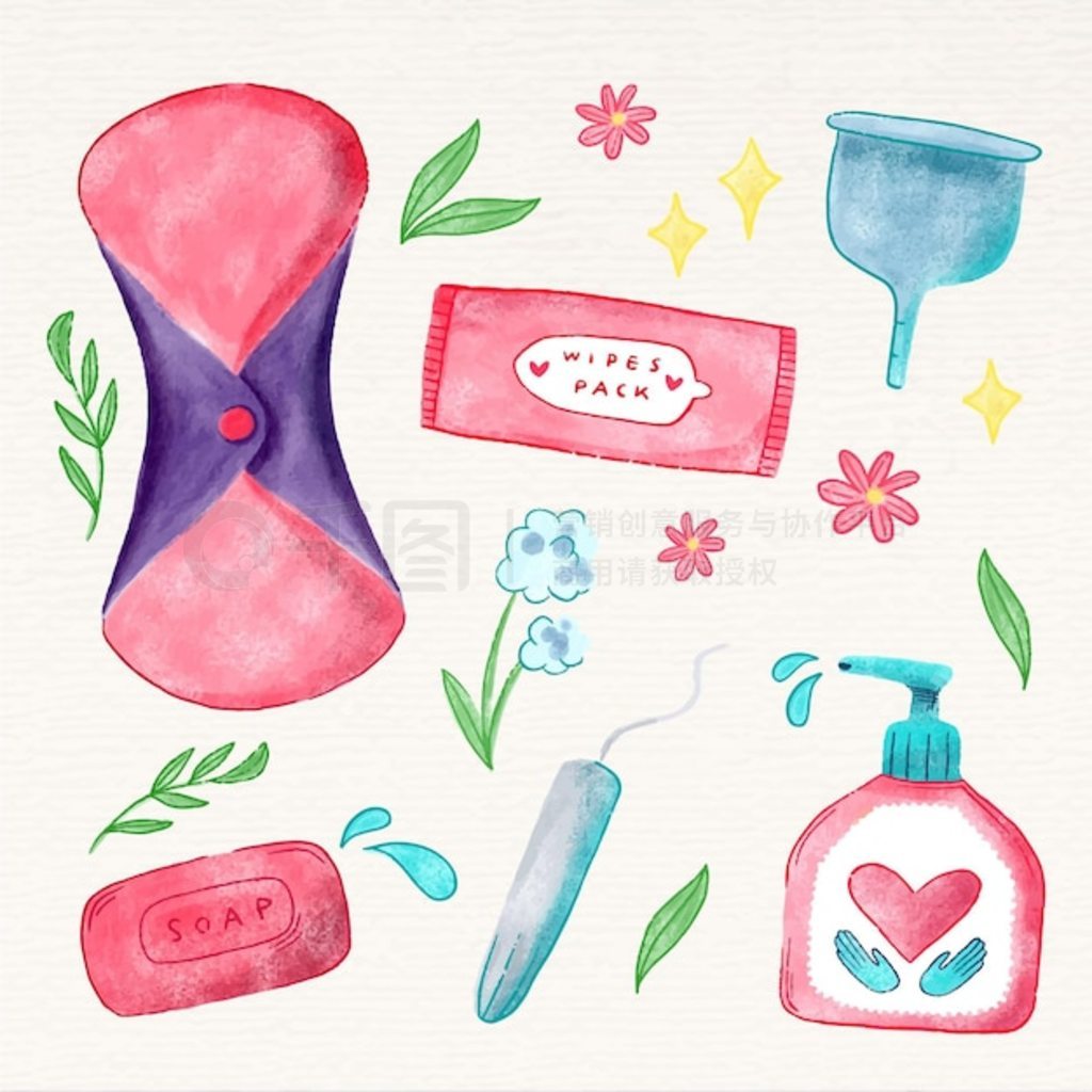 不同的女性卫生用品
